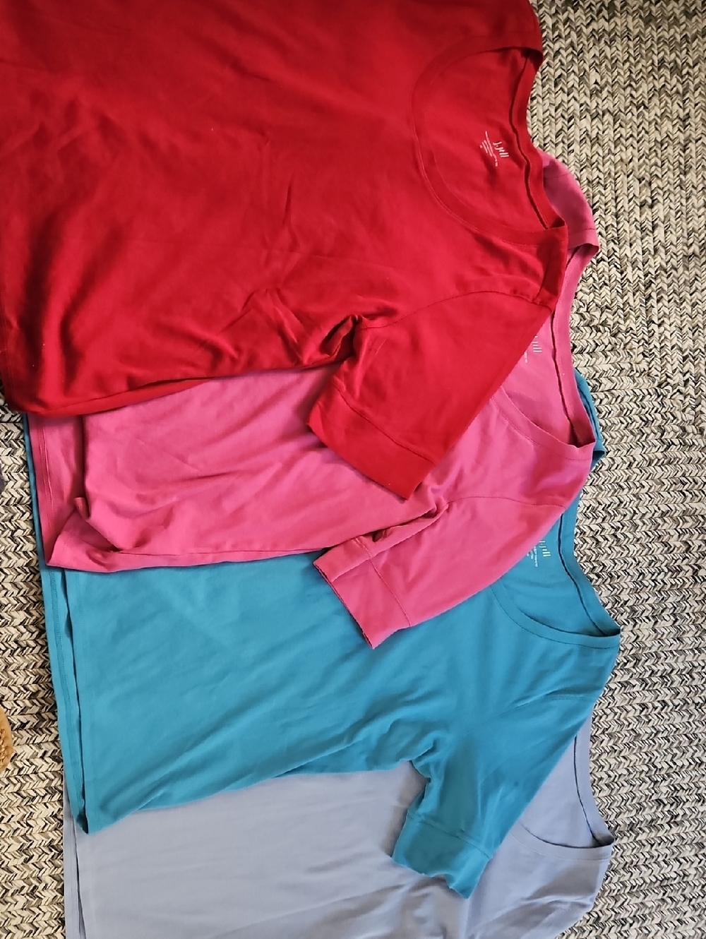 4 J. Jill Pima Cotton Tee in Pink Blue Red Amd Light Blue